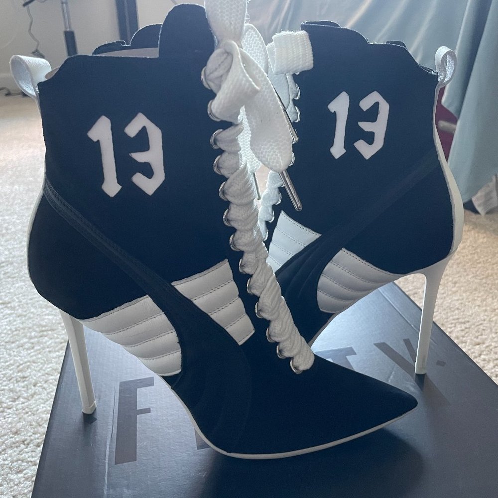 Rihanna Fenty black suede heel ankle boots